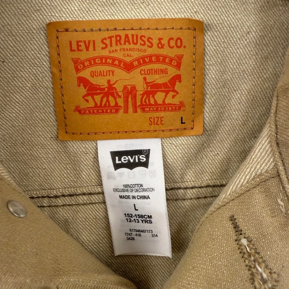 Youth  Levi‎ Strauss & Co Tan Trucker Jacket Size Large 12 13 Yrs